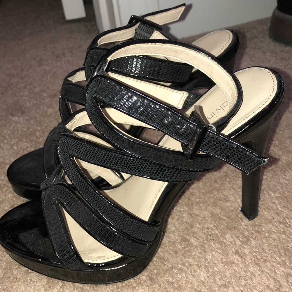 Black Calvin Klein strappy heels!